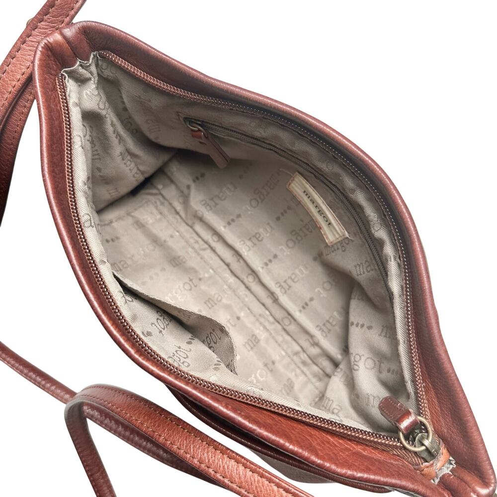 Margot New York | Women | Soft Leather Mahogany Brown Crossbody Purse - Picture 10 of 12